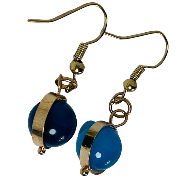 Blue crystal planet bead charm earrings NEW - Picture 5 of 5